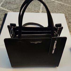 Karl Lagerfeld Paris Maybelle Black Satchel Bag. NWT